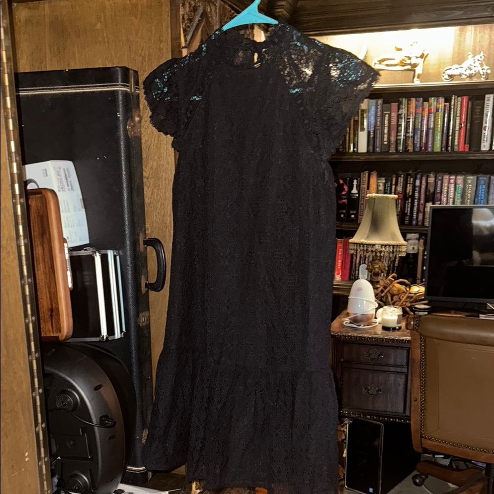 Betsey Johnson Black Mock Neck Flutter Sleeve Midi Dress NWOT